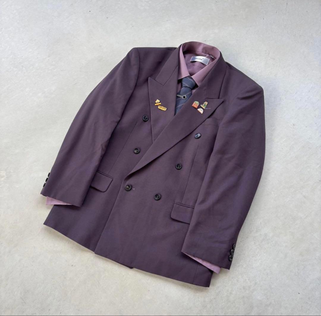 vintage☆希少】5点 セットアップ ダブルスーツ 紫 パープル ピンズ