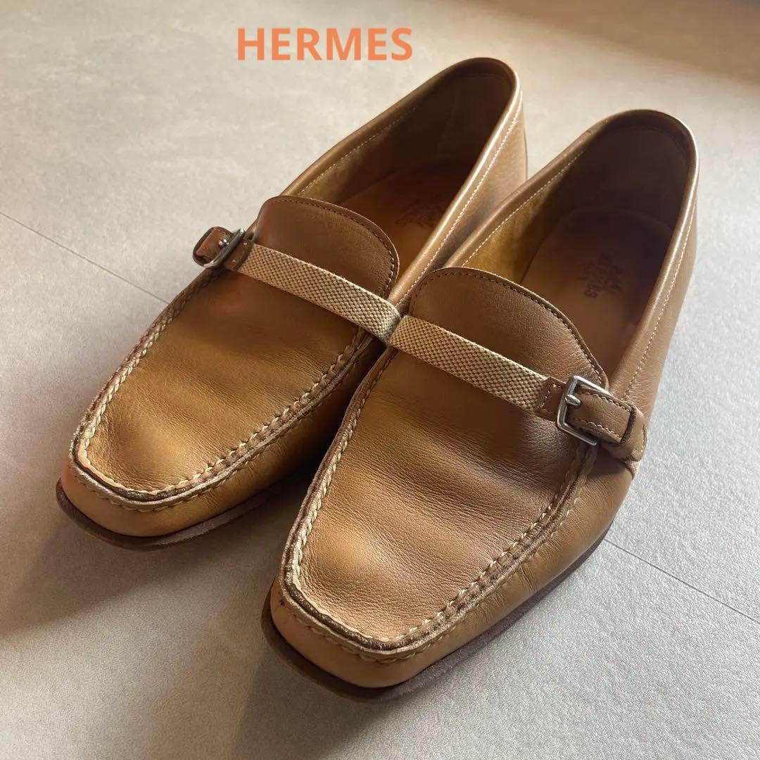 【HERMES 】レザー /革靴/美品/キャメル/36 HERMES 】レザー /革靴/美品/キャメル/36