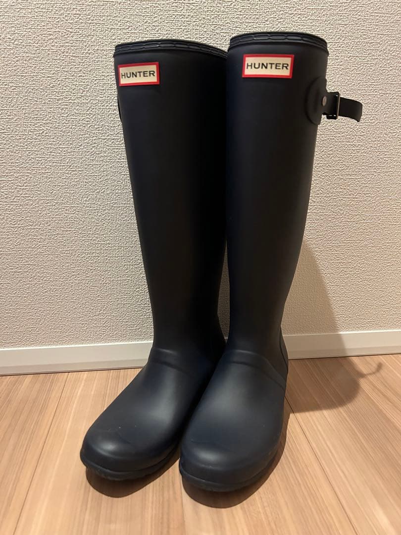 【4月限定値下げ】HUNTER 長靴 ネイビーUK6 / EU39 バックル付き HUNTER（ハンター） 長靴 レインブーツ レディース : ZOZOTOWN Yahoo