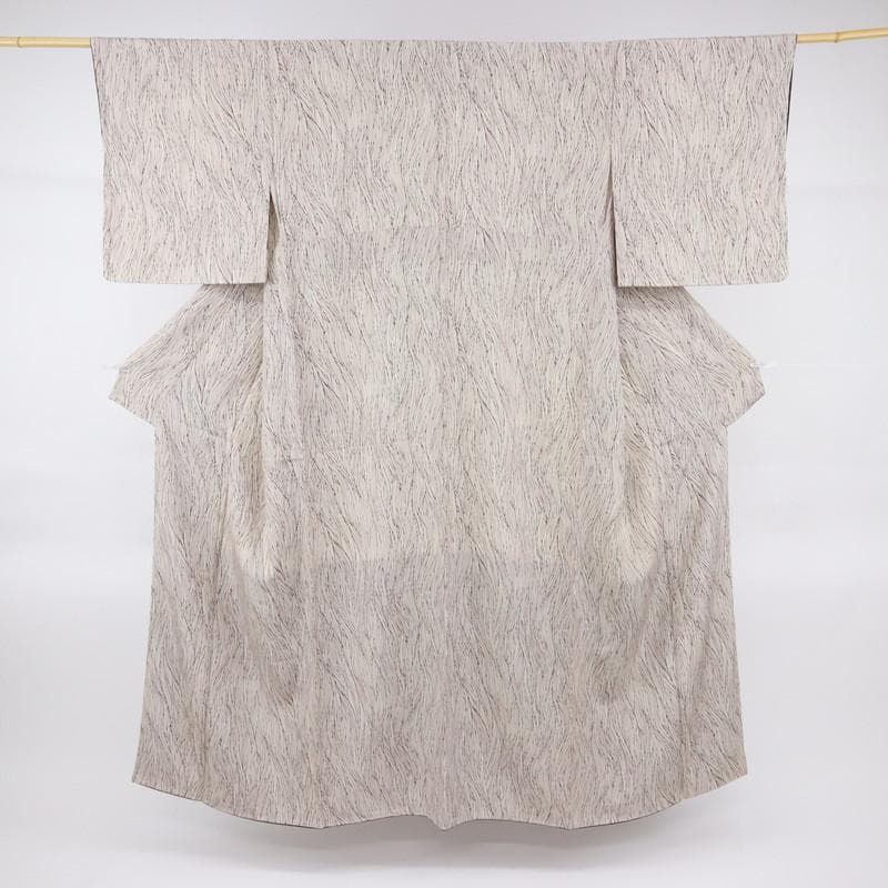 《タイガー★長尺■中形堰出し小紋■細やかフランス縞淡いベージュKY1-6》