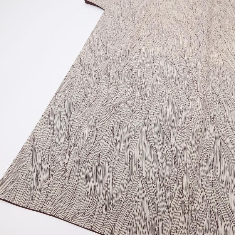 《タイガー★長尺■中形堰出し小紋■細やかフランス縞淡いベージュKY1-6》