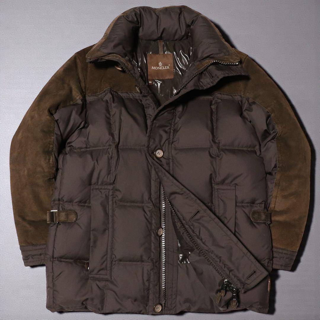 正規品☆MONCLER☆茶タグ☆レザー ダウンジャケット☆スエード☆Y2K