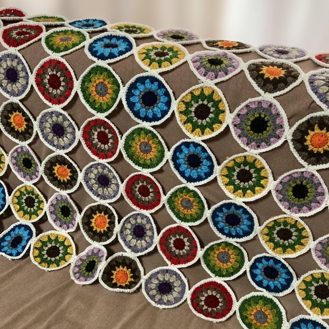 ハンドメイド♡♡カラフルな円形モチーフ編み手編み装飾 かぎ針編み 色合わせを楽しむ * モチーフ編み 組み合わせを楽しむ