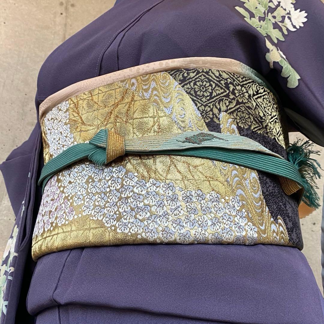 正絹 訪問着 童子柄 落款 一つ紋 紫系 袷 - メルカリ