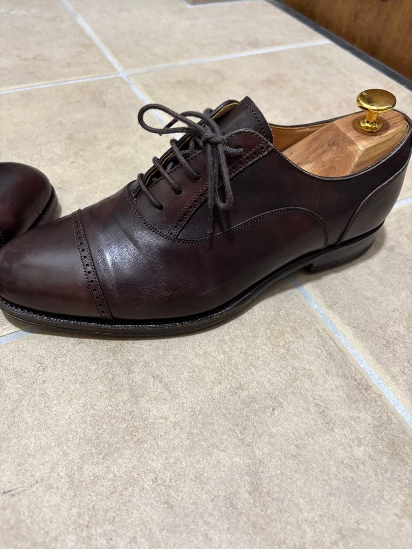 【RAYMAR】24.5cm 革靴　ダークブラウン クォーターブローグ　レイマー