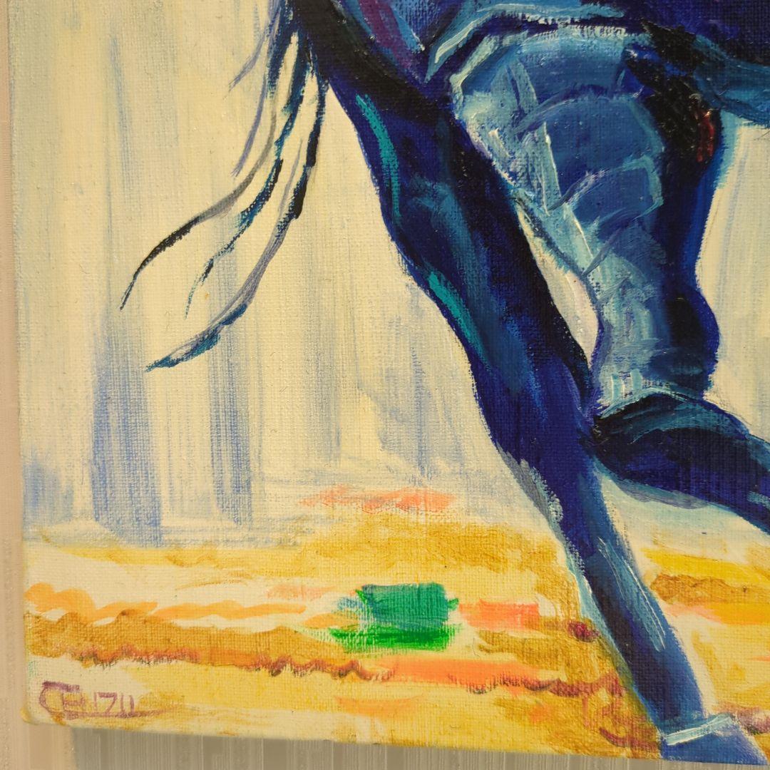 キャンバス油絵 走る青い馬 青は神の色 縦41.5cm - メルカリ