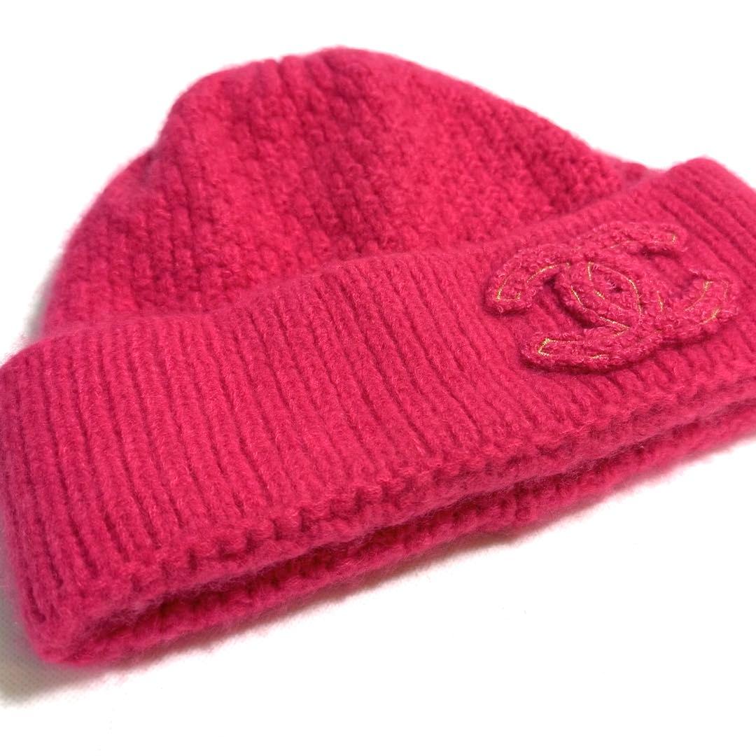 CHANEL ピンク ニット帽 美品 - メルカリ