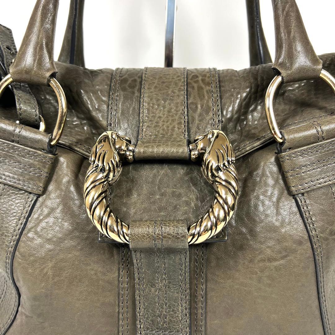 良品】BVLGARI ブルガリ レオーニ ショルダーバッグ 2way カーキ