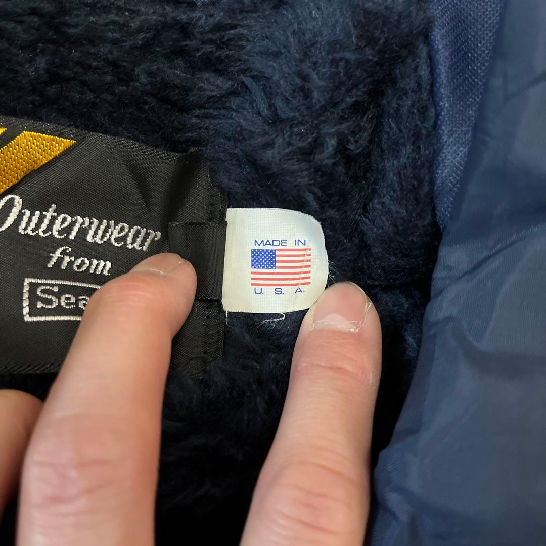 80s シアーズ USA製 裏ボア コーチジャケット L 紺 ネイビー - メルカリ