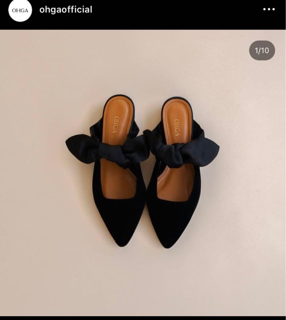 OHGA ブラックリボンミュール - メルカリ