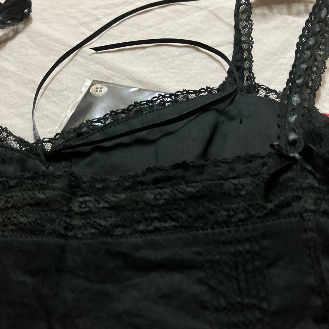 ピンクハウス 未使用品 綿ローン&フランス製?!レース黒生地