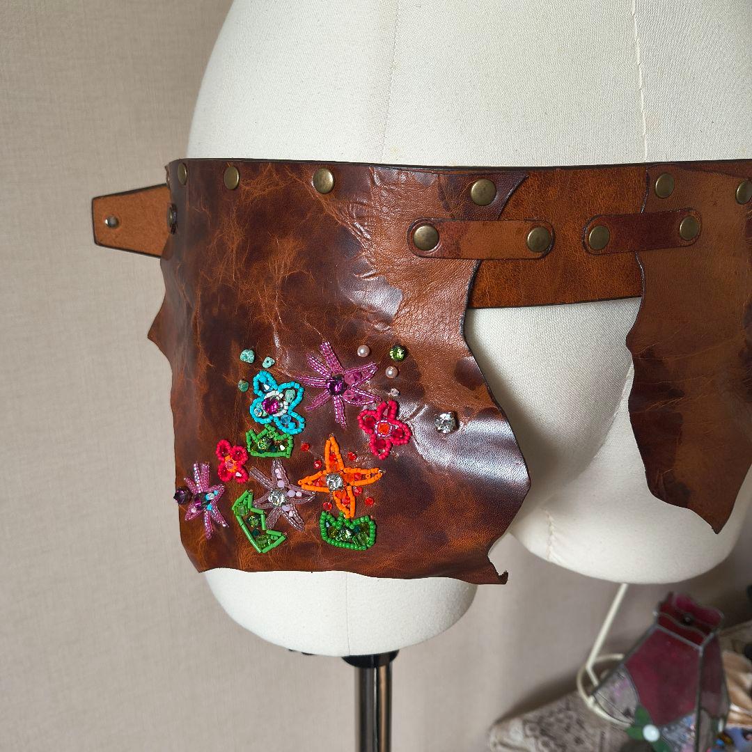 未使用 アルベロベロ オレボレブラ レザーウエストベルト ブラウンの