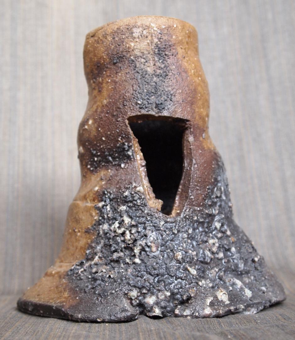 入手困難☆ジェフ・シャピロ【師：伊勢崎淳】焼き締め【窯変】花入☆共