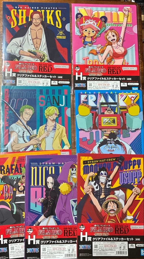 ONE PIECE ワンピース クリアファイル＆ステッカーセット7種 RED