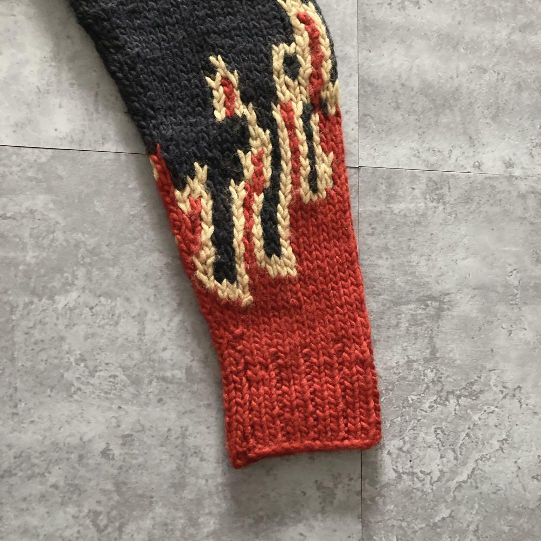 ハーレーダビッドソン 90s ファイヤーパターン 表記M カウチンセーター