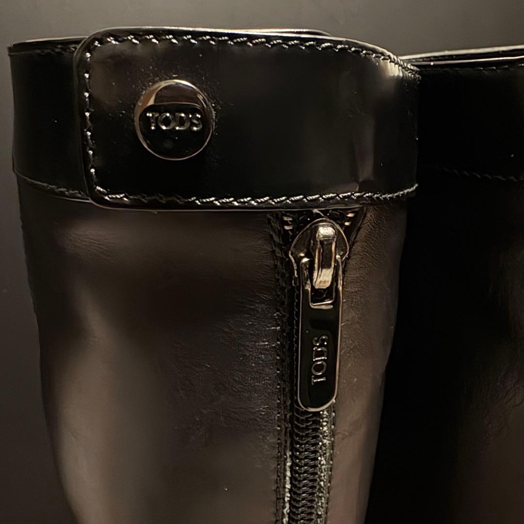 【美品】TOD'S ロングブーツ　22.5cm 本革 バックフルジップ　黒