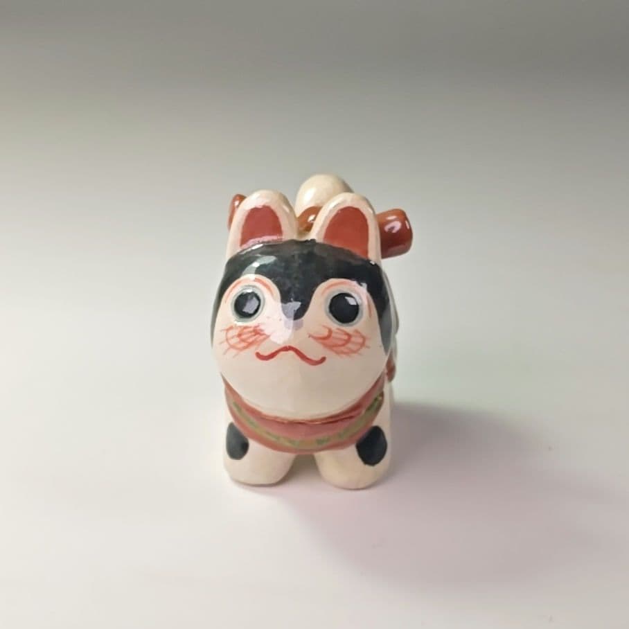 ウ317 香合『伊東桂楽造』『干支 はりこ 犬 香合 共箱』茶道具