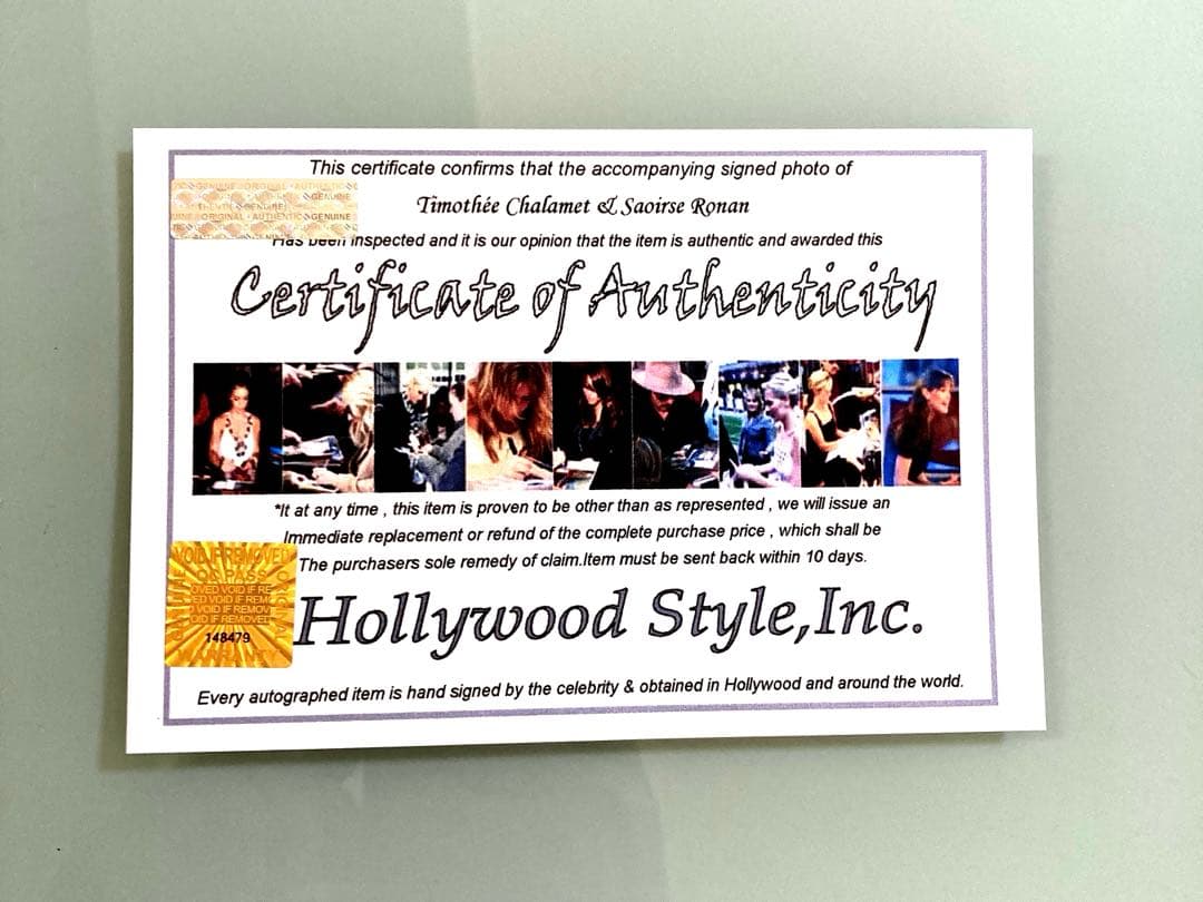 ティモシーシャラメとシァーシャローナン直筆サイン入り2Lサイズ写真