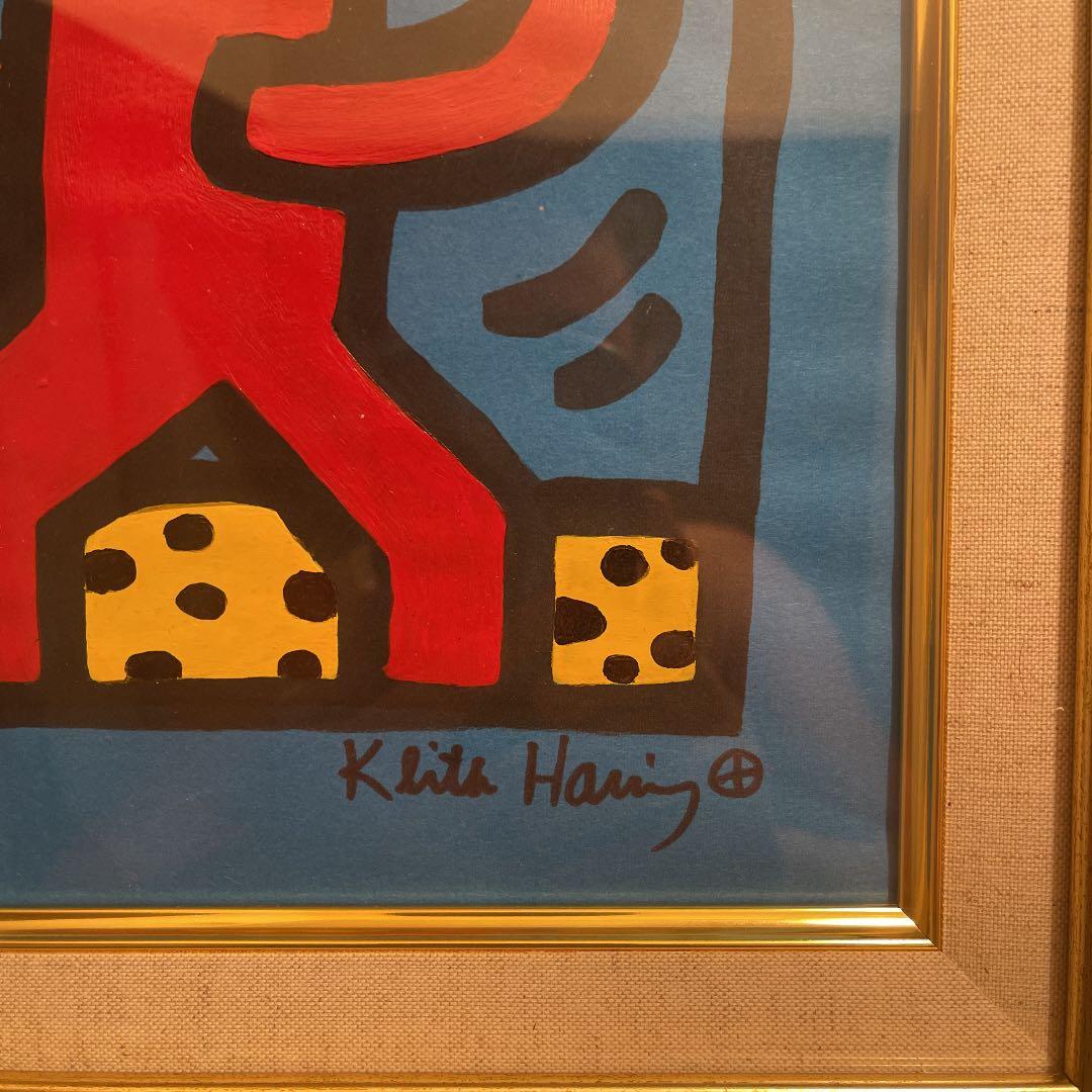 キース・ヘリング・ペン画　肉笔 手描き《成長》表サイン