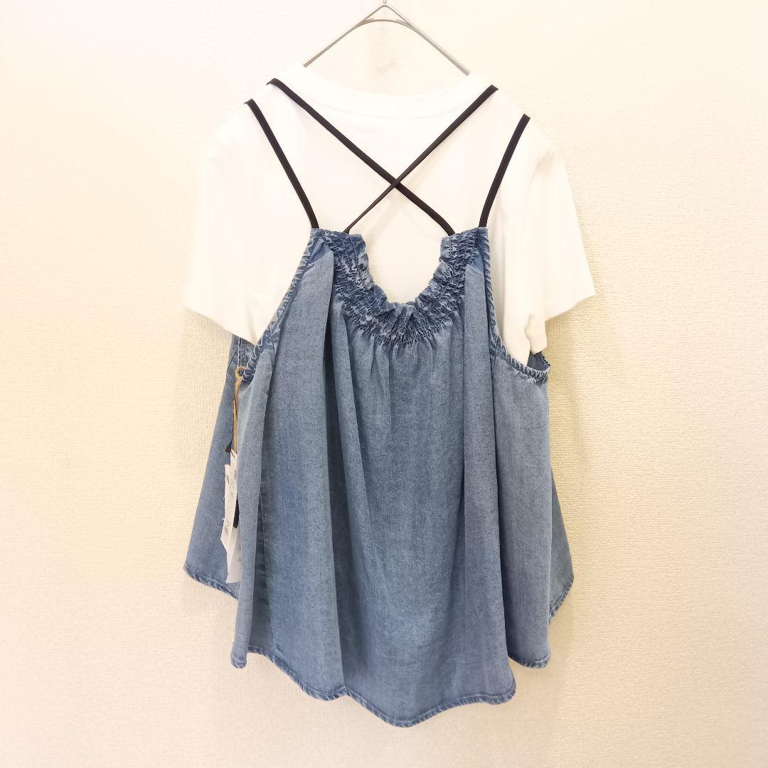 新品タグ付 2025新作 シニカル テンセル デニム トップス キャミ M