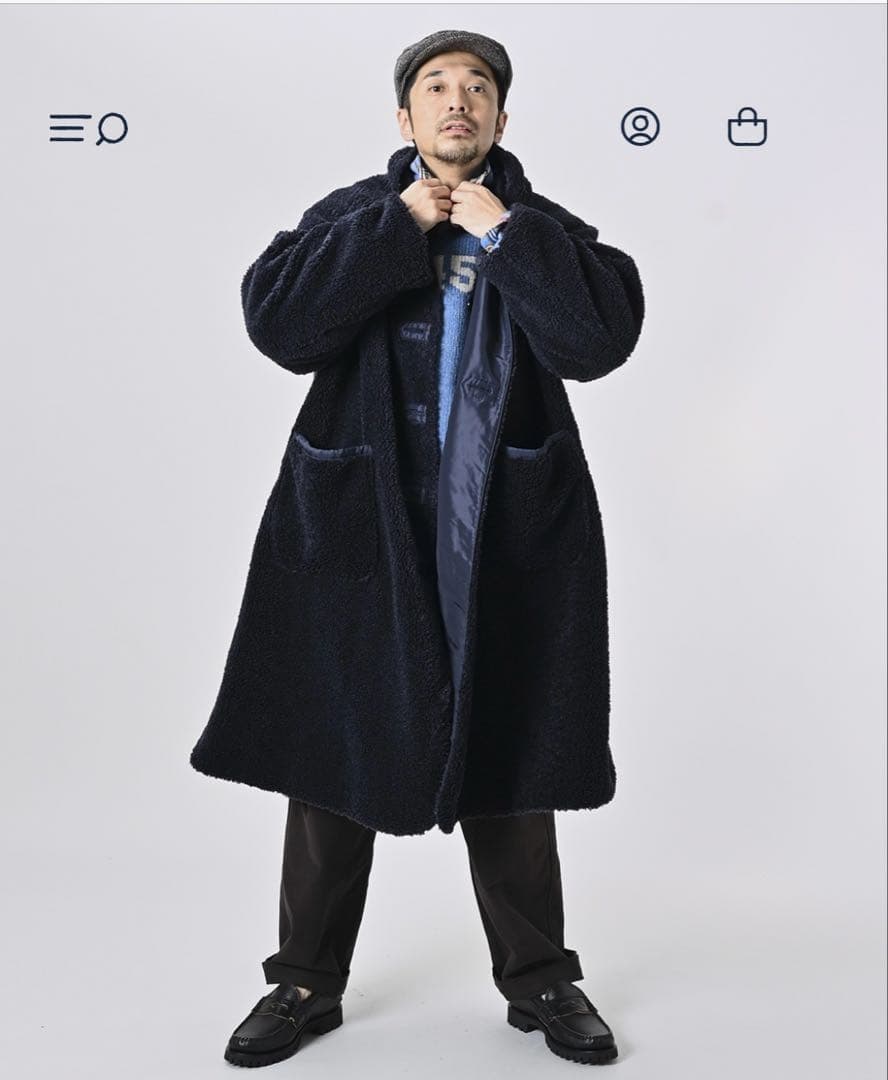 45R 908厚ナイロン×ボア ショールカラーコート 定価¥94.600 - メルカリ