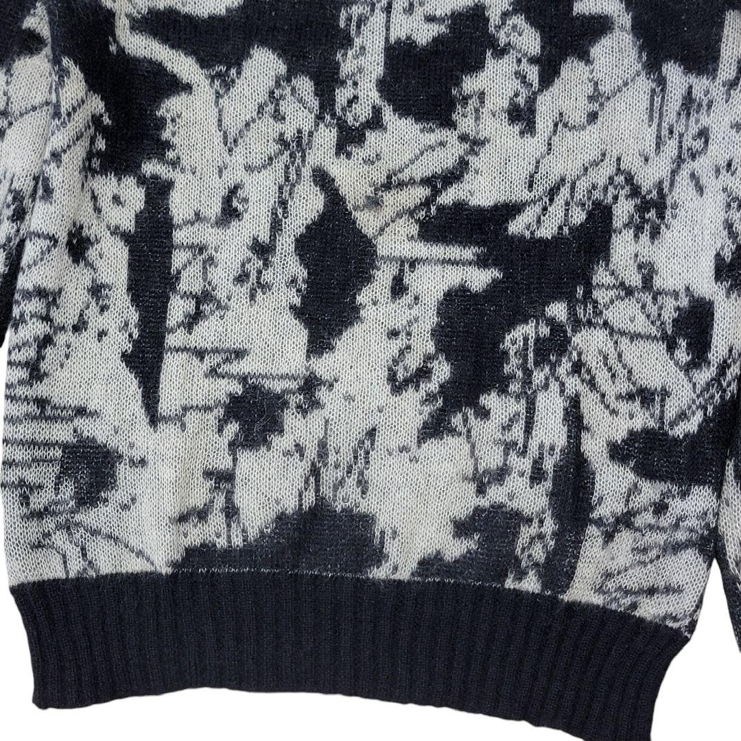 エディ期】07AW DIOR ディオールオム 総柄 ニット XS モヘヤニット