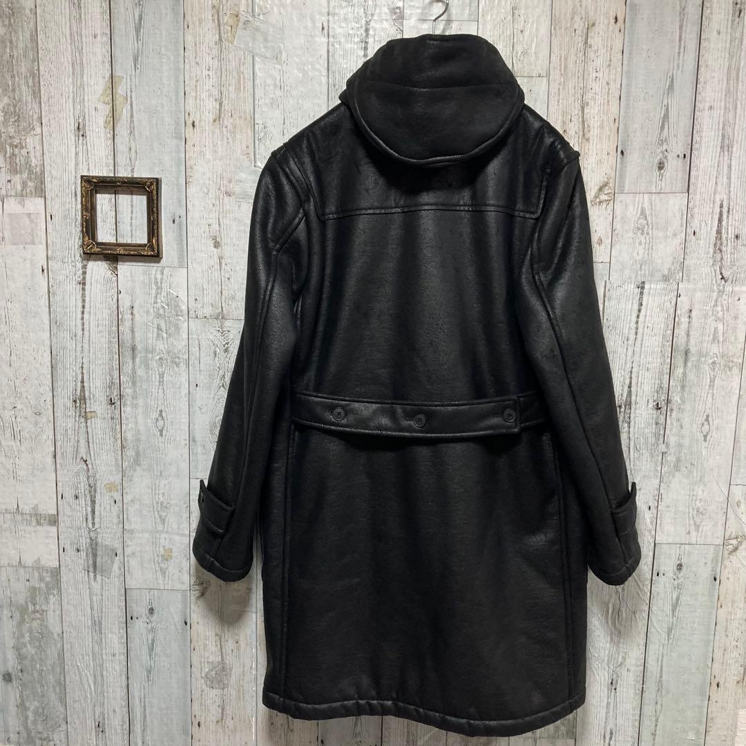 バーバリーブラックレーベル ムートン ダッフルコート L レザー