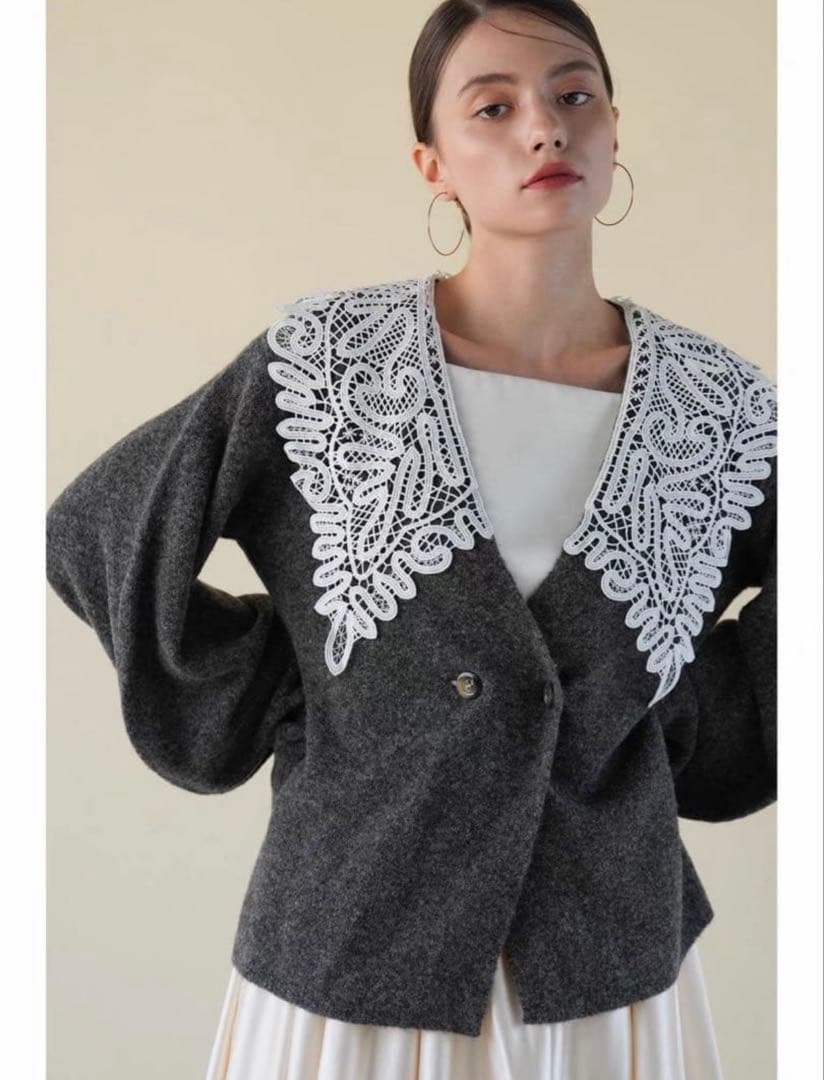 acka lace collar knit cardigan - メルカリ