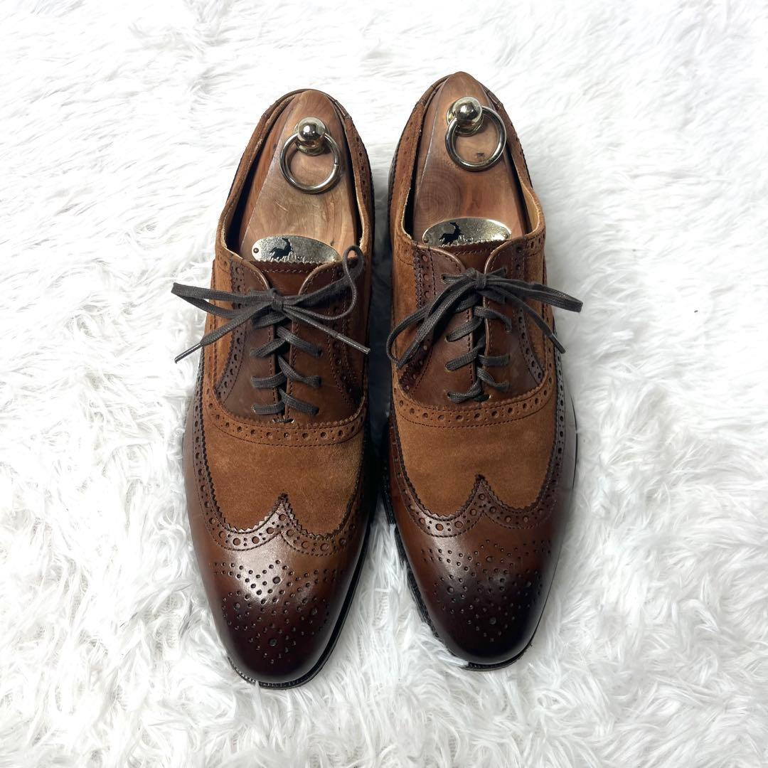 【美品】 バーウィック ウイングチップ バイカラー 切り替え 26.0cm 本革