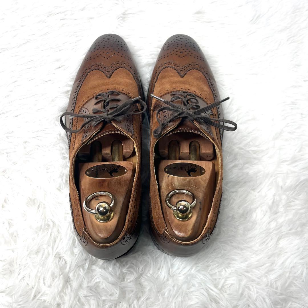 【美品】 バーウィック ウイングチップ バイカラー 切り替え 26.0cm 本革