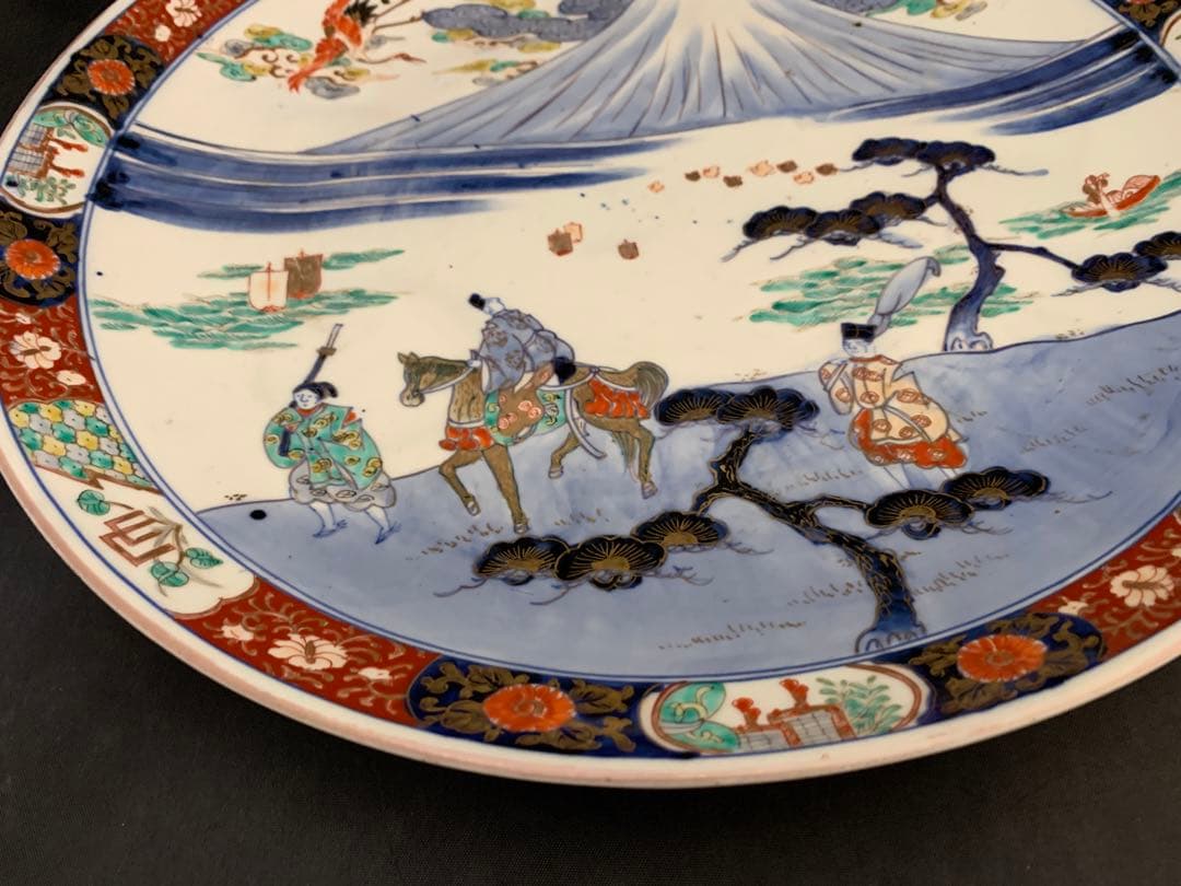 古伊万里 富士山 色絵金彩 大皿 約直径40㎝