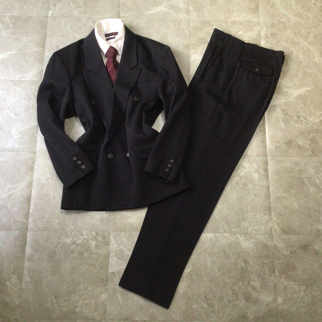 90s ダブルブレスト スーツ セットアップ ブラック ウール 3B モード