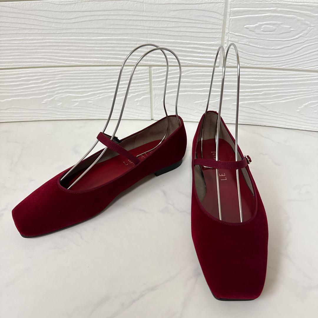 極美品✨ルタロン スクエアソフトメリージェーン レッド 23.5cm ベロア 赤