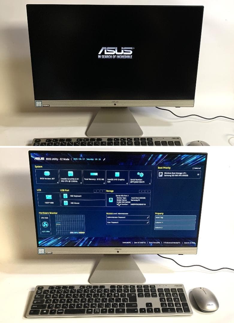 ASUS SSD500GB/Win11 24H2/21.5型 V222U 良品 - メルカリ