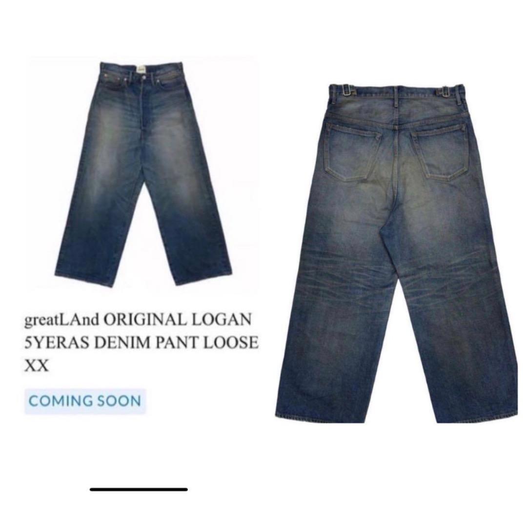 新品greatLAnd LOGAN DENIM 5YERASPANTS L34 greatLAnd ORIGINAL LOGAN DENIM PANT LOOSE XX |