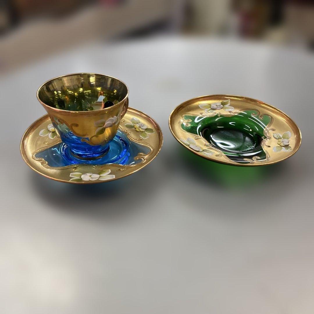 希少】ベネチアングラス トレ・フオーキ カップ＆ソーサー 金彩