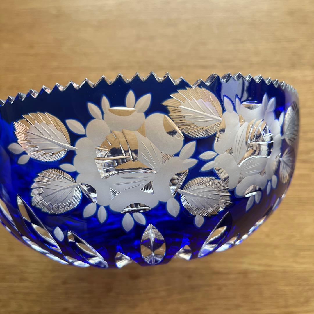 旧東ドイツLAUSITZER ラウジッツァー クリスタルガラス 薔薇 ボウル