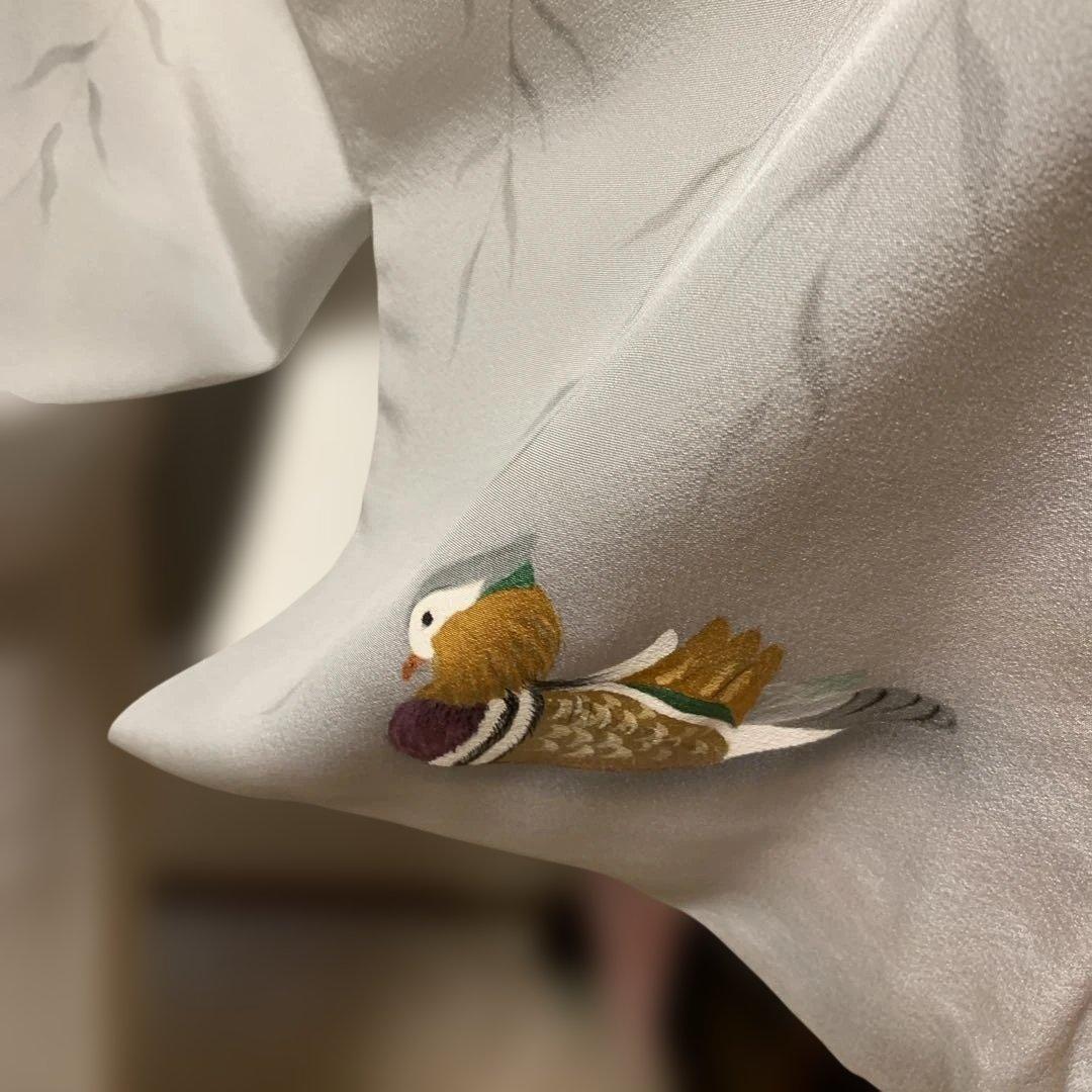 ch様極美品☆奄美大島紬☆泥染訪問着 ☆鴛鴦グレー入学式セレモニー