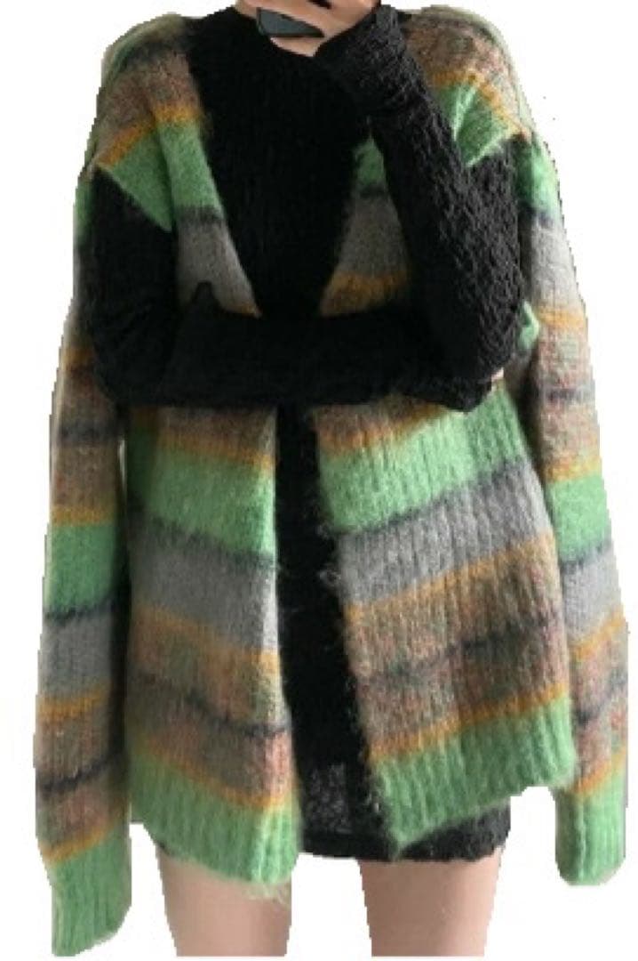 パーバーズ perverze モヘア ニットカーディガン グリーン ユニ