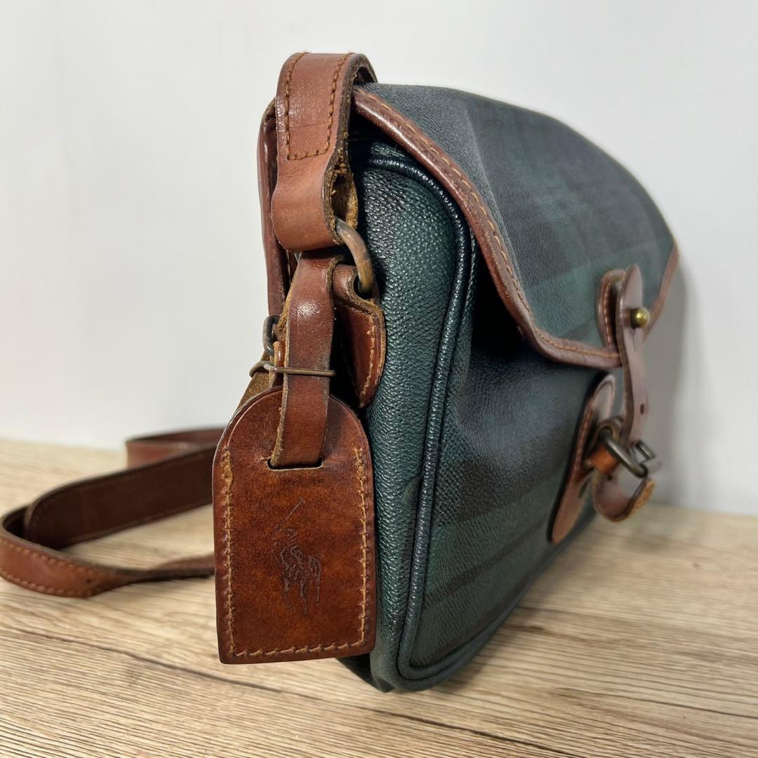 ポロラルフローレン ショルダーバッグ チェック柄 PVCレザー C126