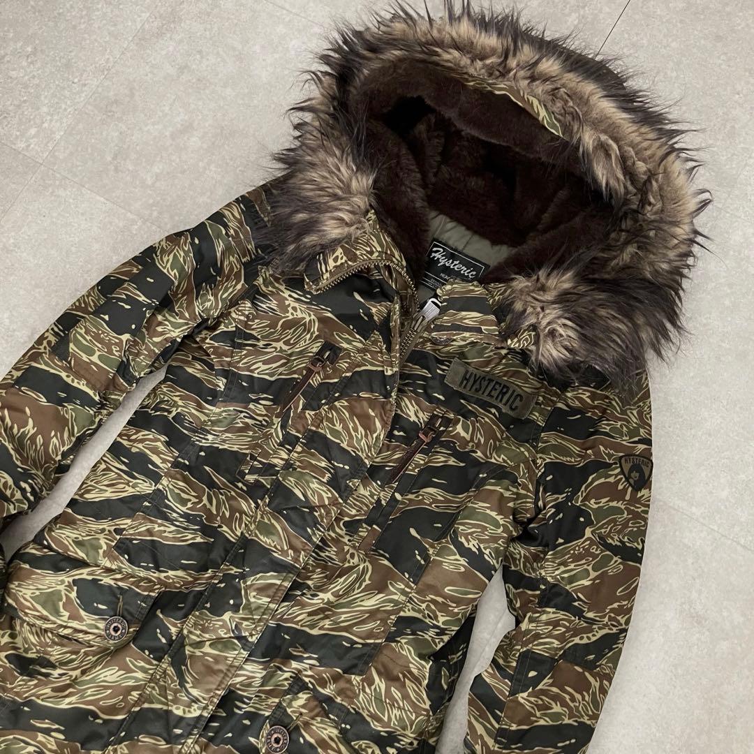 ヒステリックグラマー タイガーカモフラ柄 モッズコート/プリマロフト/sizeF ヒステリックグラマー タイガーカモ N3B 迷彩柄 スコーピオンワッペン