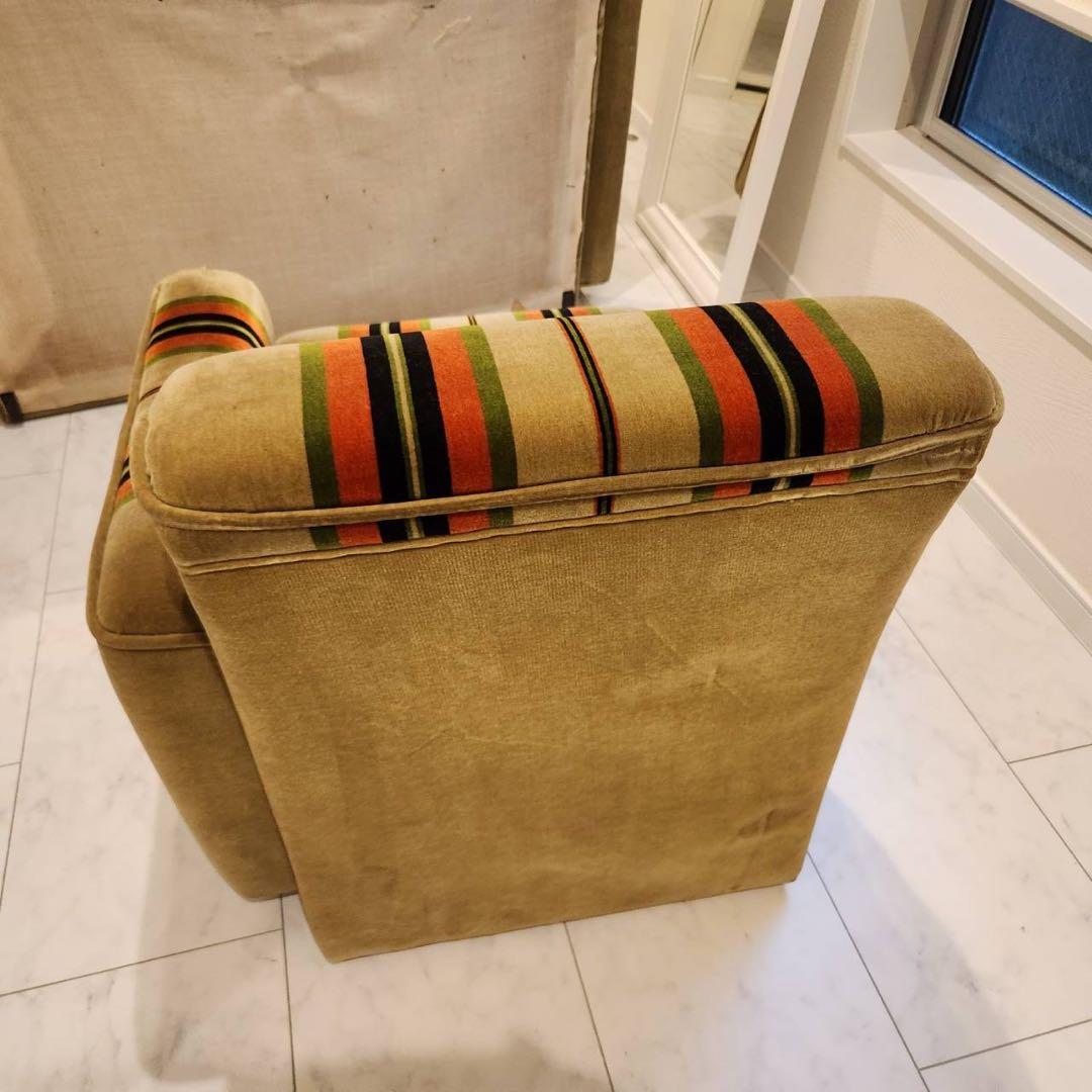 オールドカリモクkarimoku 1人掛けアームソファ1脚 ストライプ