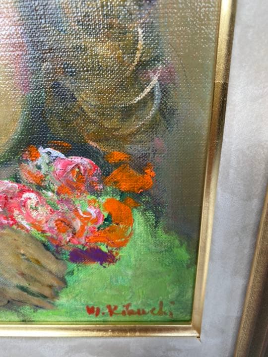 油彩画 「ブーケを持つ少女」F3原画 美品 菊地正則 パリ - メルカリ