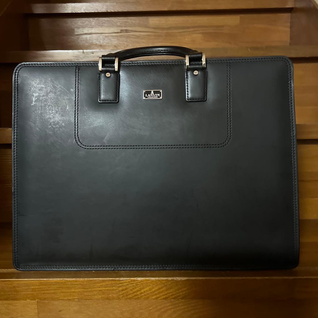 【美品】ランバン コレクション 本革 ビジネスバッグ 黒 メンズ ブリーフケース LANVIN COLLECTION 最大53% 3/1まで ランバンコレクション ビジネス