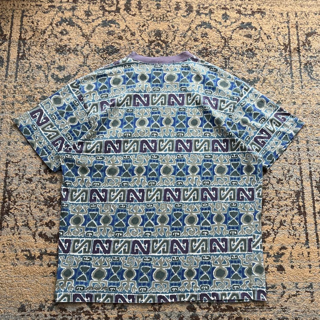 80s stussy ステューシー トムトム柄 初期 黒タグ 総柄 L ボーダー