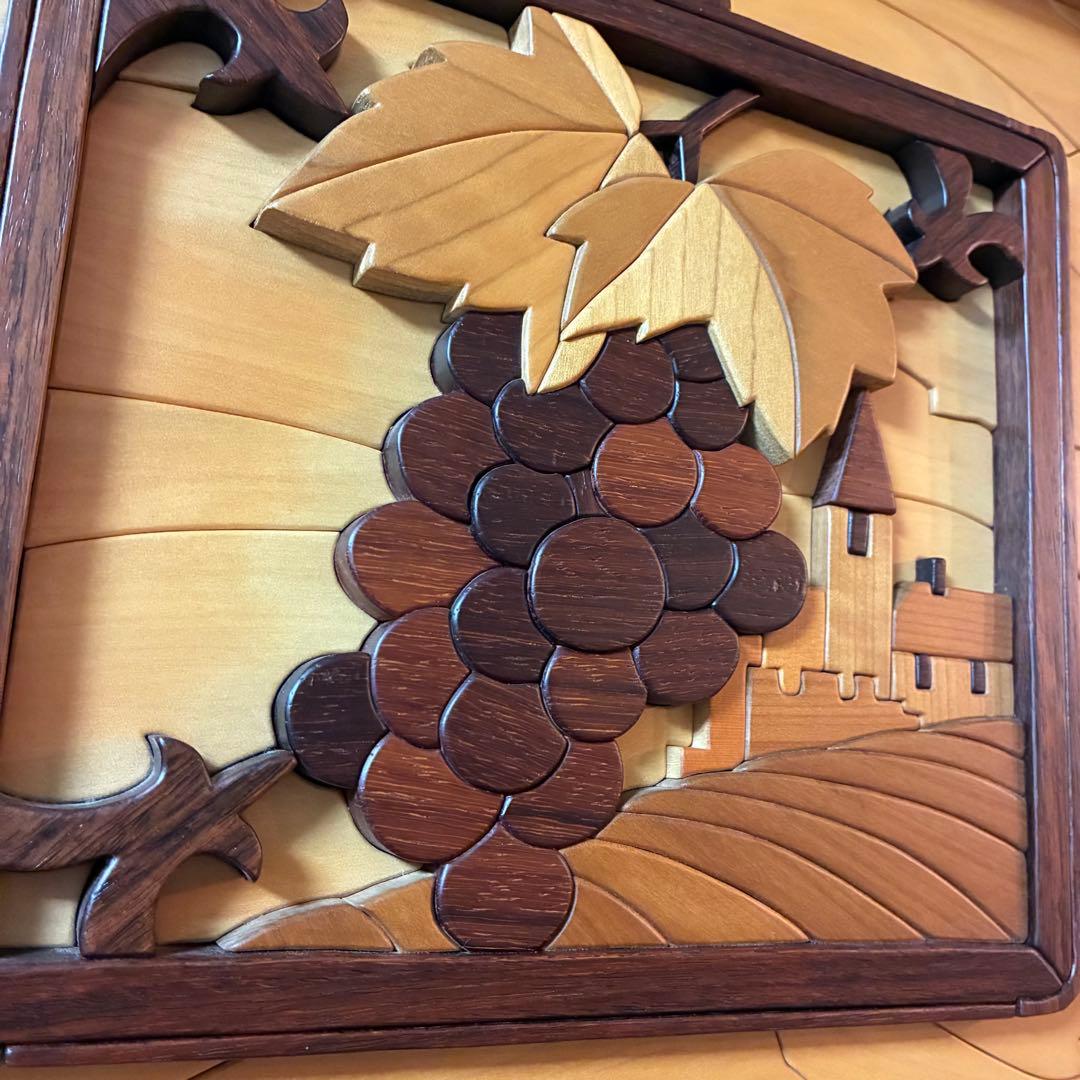 美品 【あさのたかを】木製 組木絵 タイルアート 大型木版画 くま