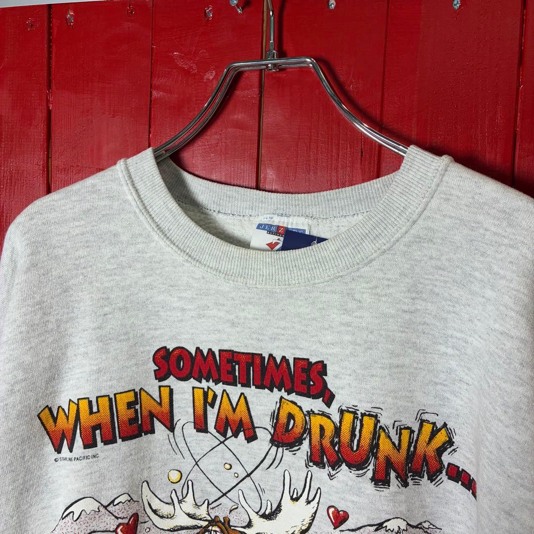 90s USA製 JERZEES セクシースウェット ジョーク 鹿 酔っ払い 90s