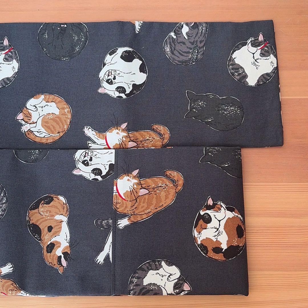 猫の名古屋帯 黒×山吹色　《ハンドメイド 》32×380cm 粋な大人可愛い帯
