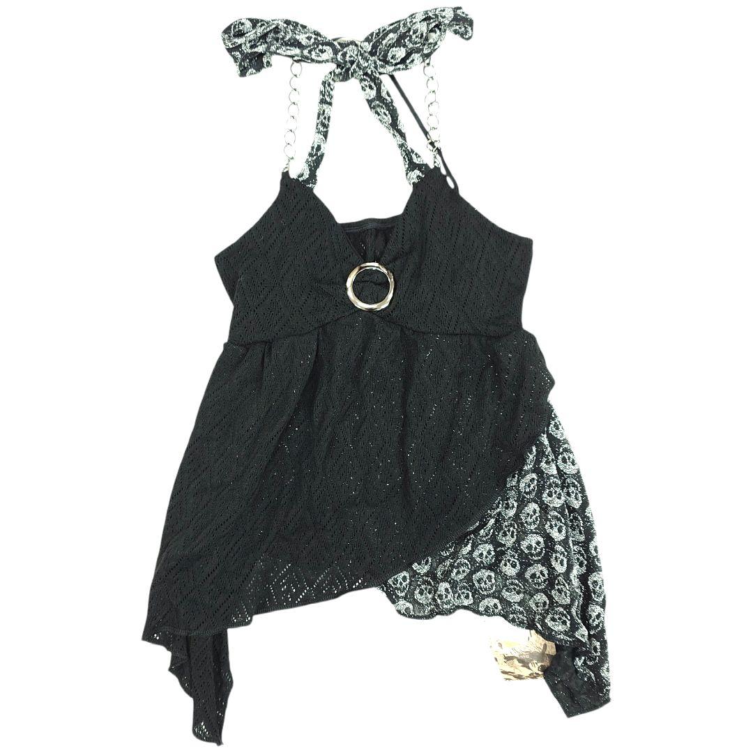 【新品】d.i.a. ドクロ スカル チェーン付き ホルターネック キャミソール DIAVEL キャミソール 「2色展開」バスケガール風レースアップ