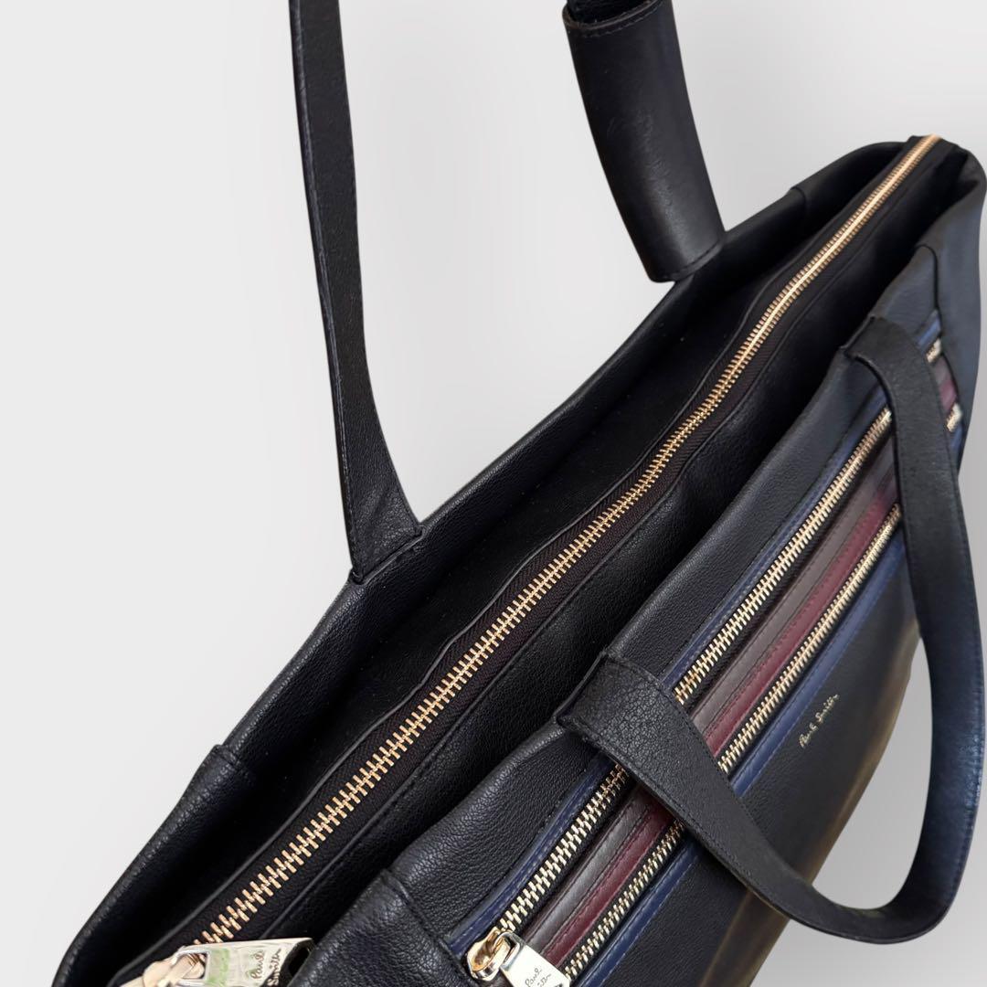 ポールスミス シグネチャー ジップストライプ トートバッグ 肩掛け 黒